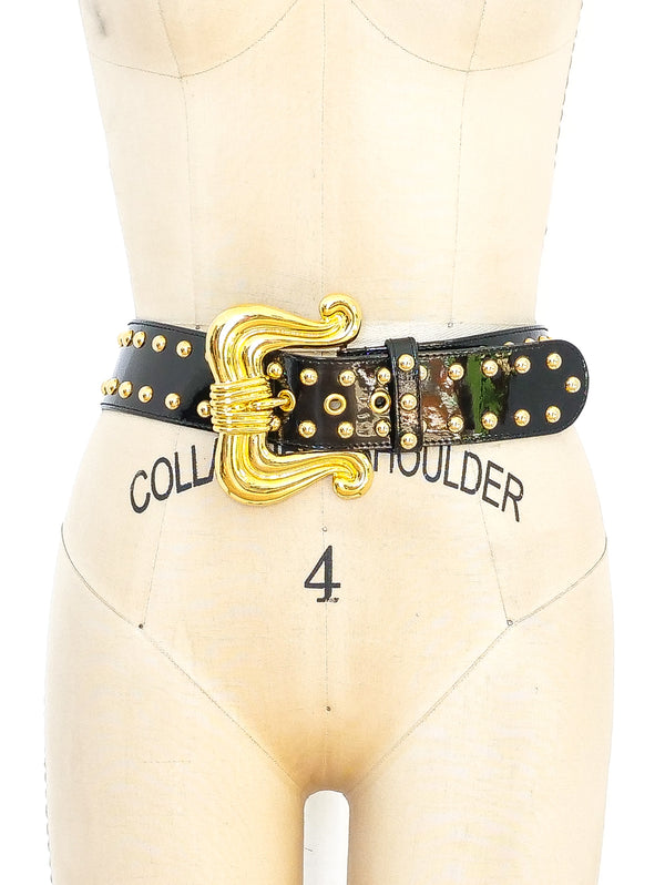 Escada Studded Patent Leather Belt Accessory arcadeshops.com