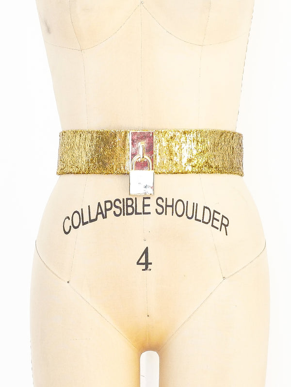 Oscar de la Renta Gold Lock Hardware Belt Accessory arcadeshops.com
