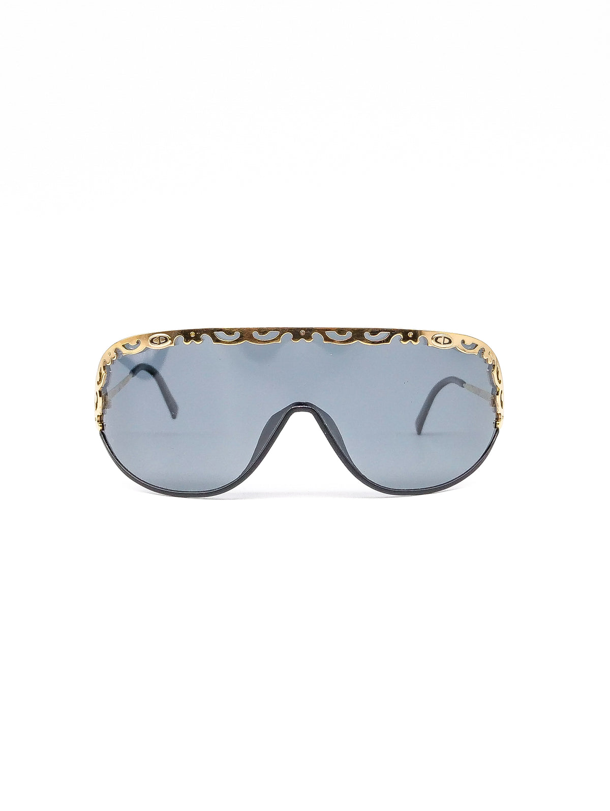 Christian Dior White and Gold Shield Sunglasses Christian Dior Alek White Gold Plated Swarovski Crystal  main image 3