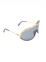 Christian Dior Gold Framed Shield Sunglasses  arcadeshops.com