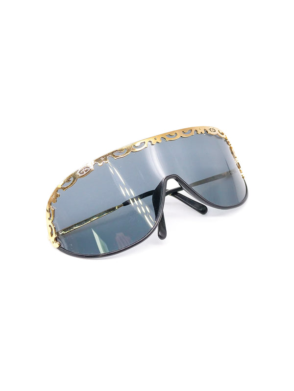 Christian Dior Gold Framed Shield Sunglasses  arcadeshops.com