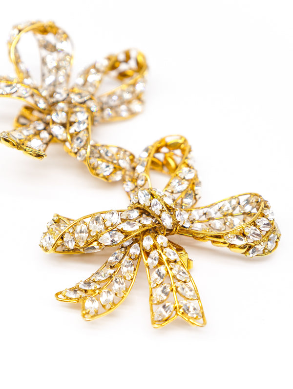 Rhinestone Bow Clip Earrings  arcadeshops.com