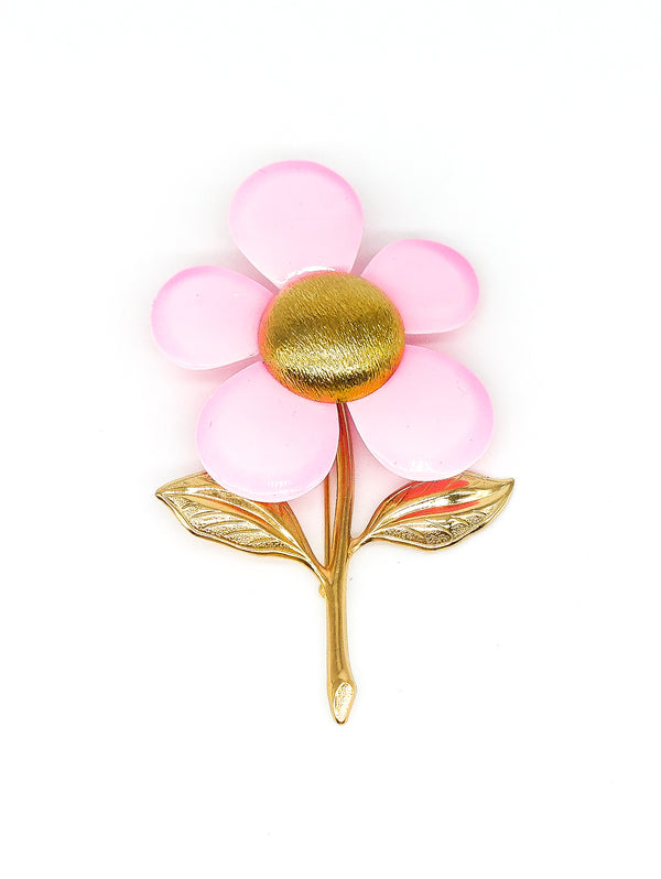Pink Enamel Flower Brooch Accessory arcadeshops.com