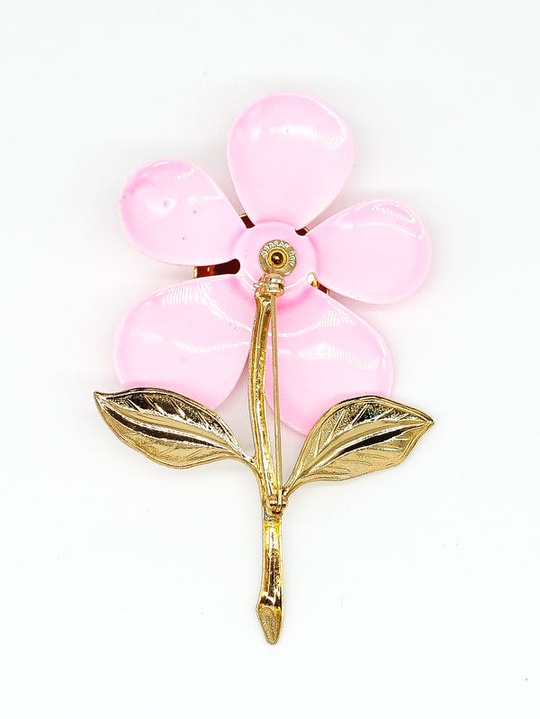 Pink Enamel Flower Brooch Accessory arcadeshops.com