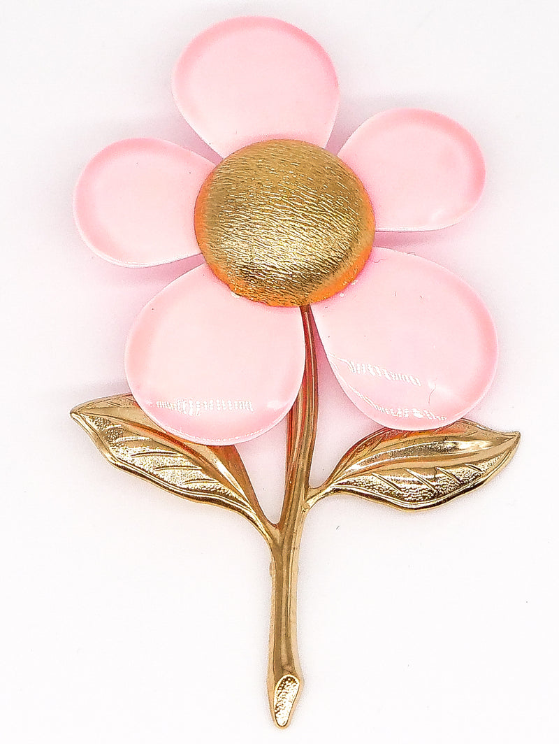 Peach Enamel Flower Brooch Accessory arcadeshops.com