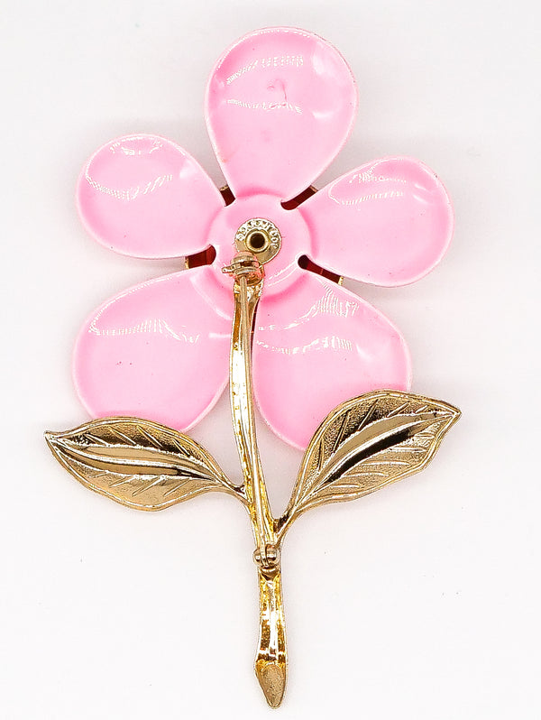Peach Enamel Flower Brooch Accessory arcadeshops.com