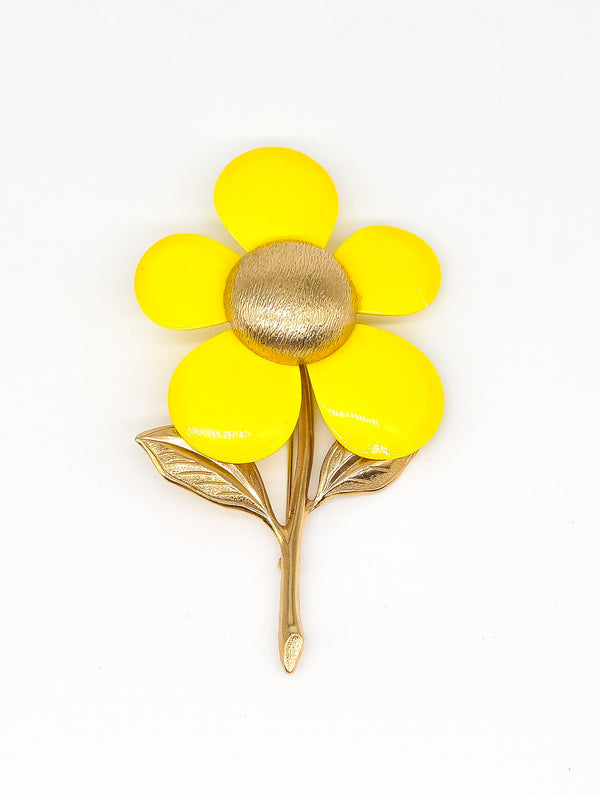 Yellow Enamel Flower Brooch Accessory arcadeshops.com