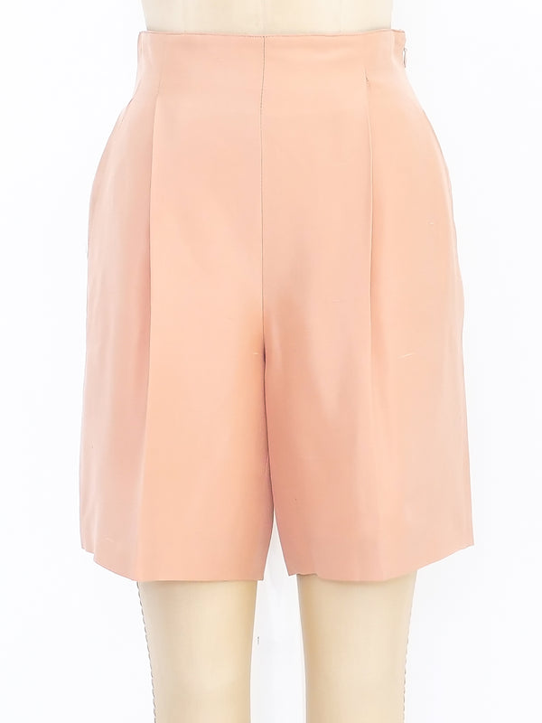 Gucci Blush Pleated Silk Shorts Bottom arcadeshops.com