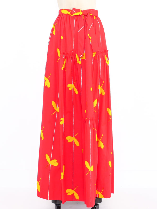 Leaf Printed Maxi Skirt Bottom arcadeshops.com