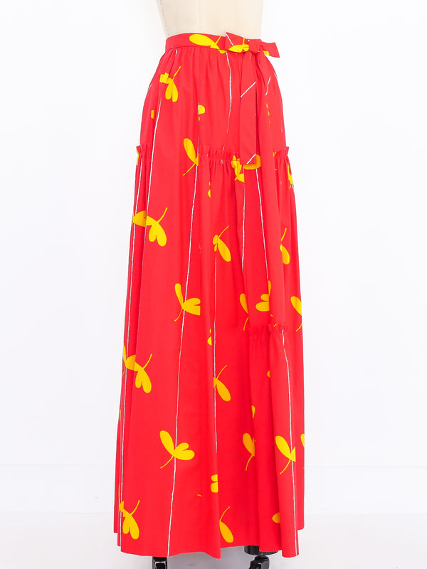 Leaf Printed Maxi Skirt Bottom arcadeshops.com