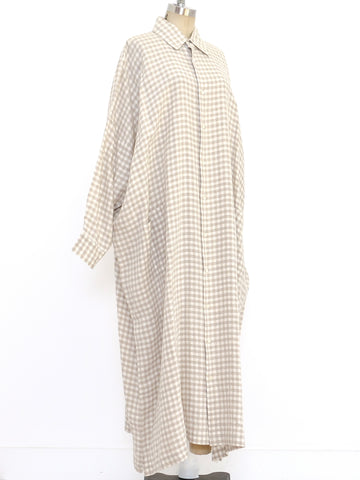 Eskandar Linen Gingham Shirt Dress