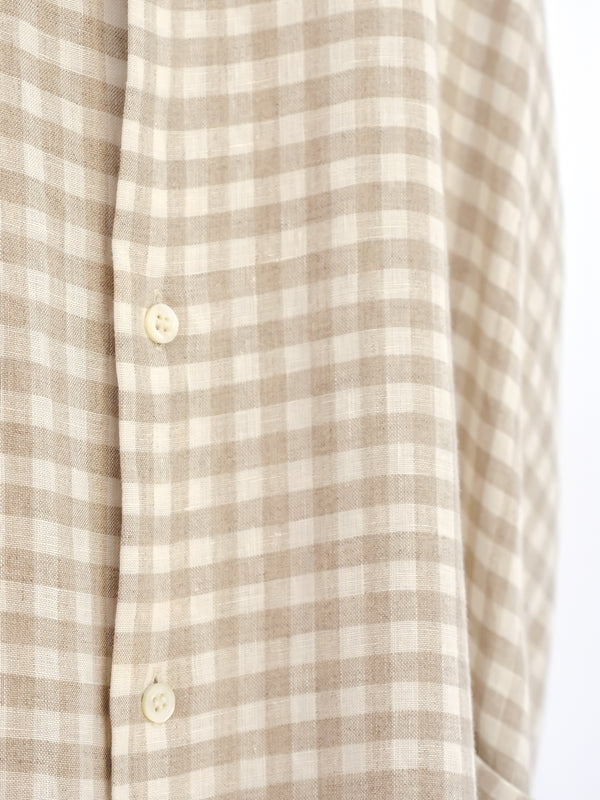 Eskandar Linen Gingham Shirt Dress Dress arcadeshops.com
