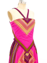 Frank Usher Neon Houndstooth Jersey Halter Dress Dress arcadeshops.com