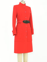 Ted Lapidus Red Wool Belted Coat Jacket arcadeshops.com