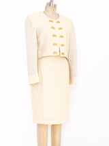 Moschino Ivory Tweed Suit with Bicycle Buttons Suit arcadeshops.com