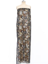 Yves Saint Laurent Metallic Silk Chiffon Strapless Dress Dress arcadeshops.com