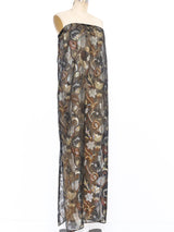 Yves Saint Laurent Metallic Silk Chiffon Strapless Dress Dress arcadeshops.com