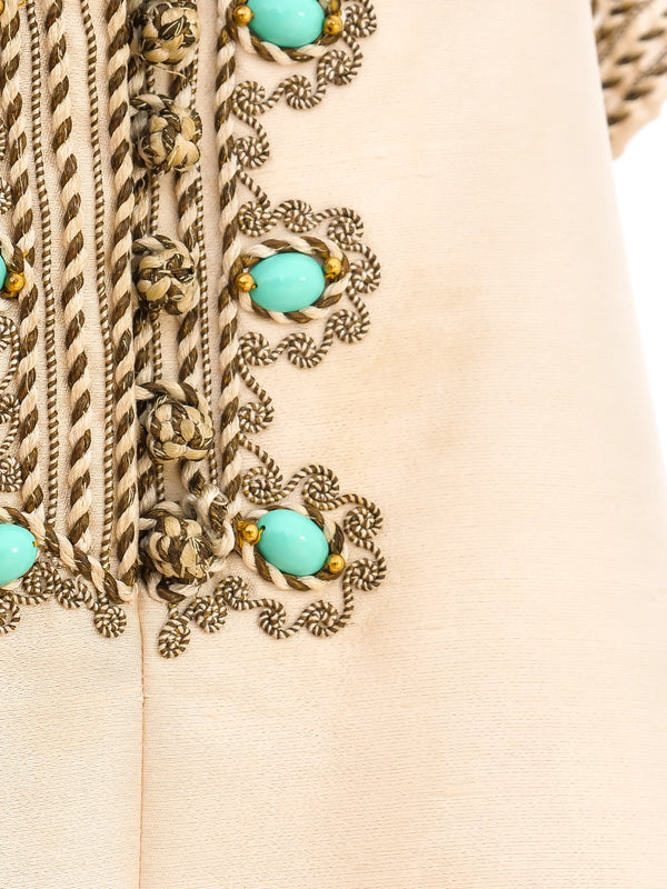 Turquoise Bead Embellished Silk Tunic Dress Dress arcadeshops.com