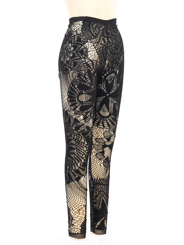 Jean Paul Gaultier Floral Crochet Leggings