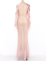 Alberta Ferretti Blush Silk Chiffon Gown Dress arcadeshops.com