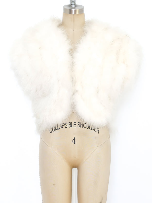 Ivory Marabou Feather Sleeveless Jacket Jacket arcadeshops.com