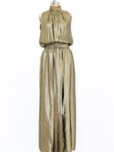 Metallic Gold Houndstooth Maxi Dress Dress arcadeshops.com